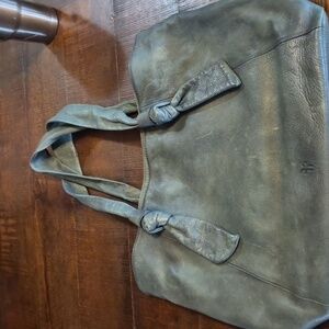 Blue Leather Tote Bag